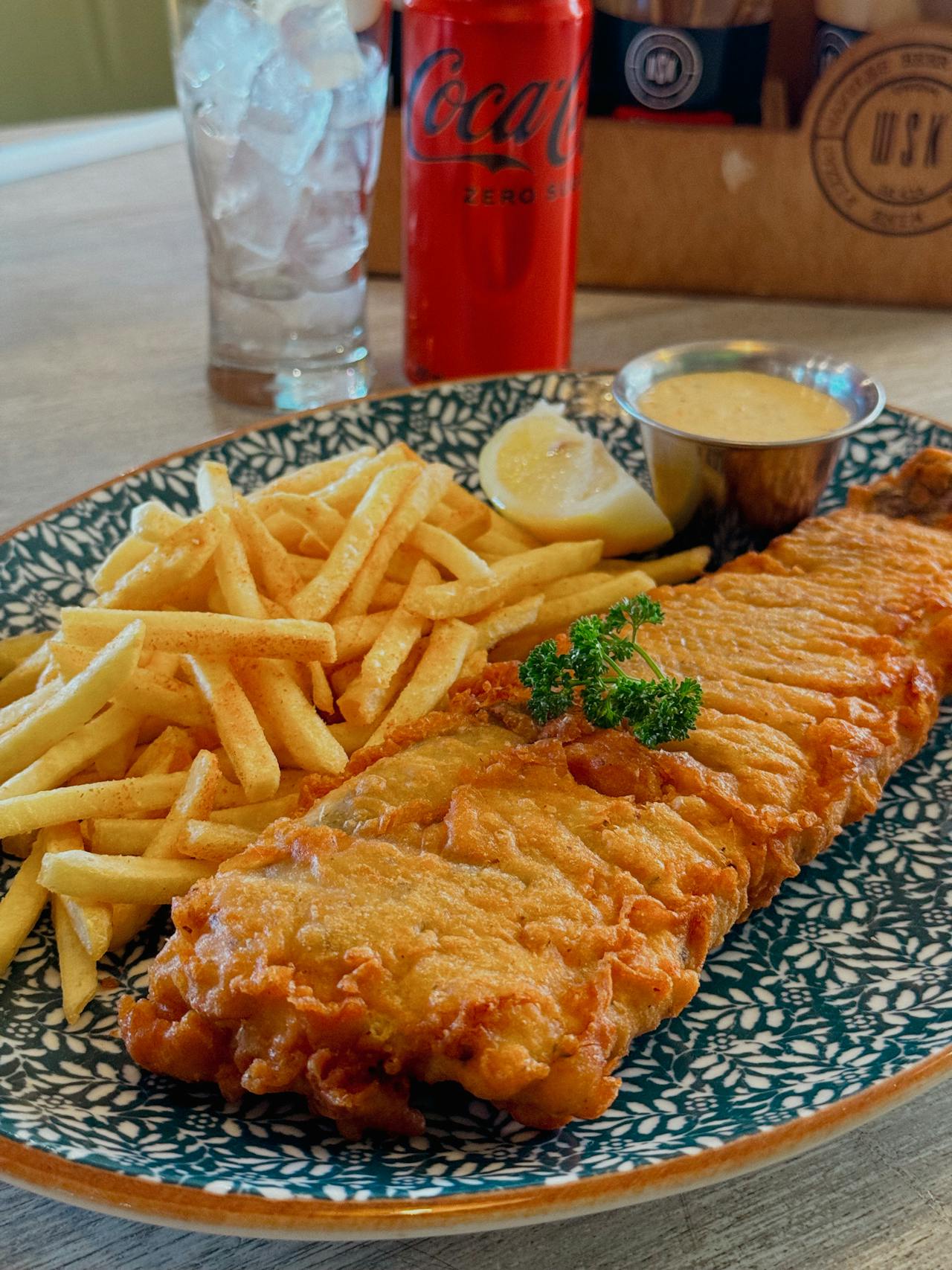 A plate of fish and chips