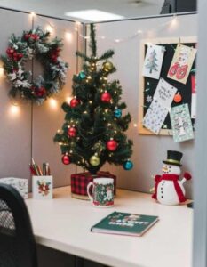 Christmas tree on office desk