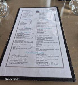 Riva restaurant menu