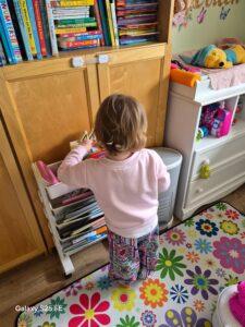My daughter is playing in her room