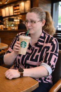 starbucks drink pose