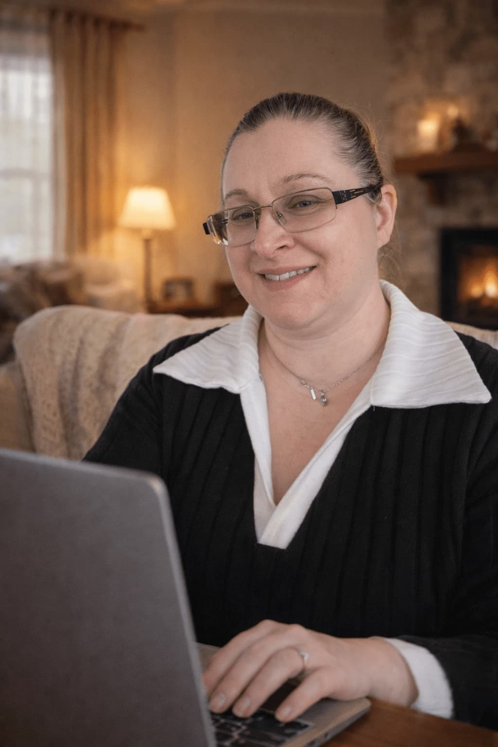 Laptop with collared shirt