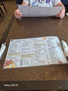 Rapid Valley menu