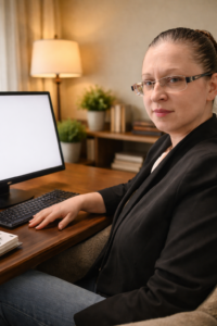 working at my desk